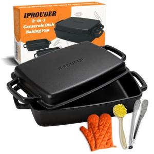 2-in-1 Cast Iron Casserole and Skillet Lid