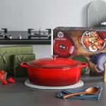 Red Enameled Cast Iron Dutch Oven, 9.3 Quart