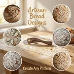 Uswin Wooden Dough Scoring Tool with 5 Blades