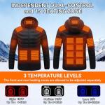 CHANGEOWN Unisex Heated Jacket with 15 Heating Zones