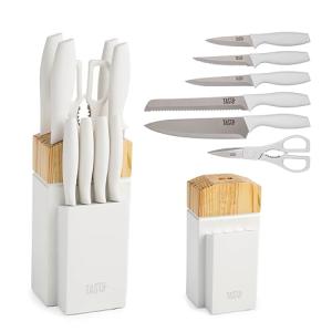 10-Piece Kitchen Knife Set with Block - White