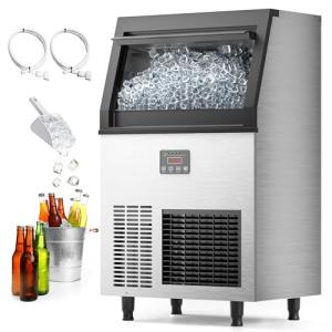 200lbs/24H Stainless Steel Ice Maker for Kitchen