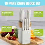 10-Piece Kitchen Knife Set with Block - White