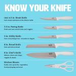 10-Piece Kitchen Knife Set with Block - White