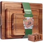 Acacia Wood Cutting Board Set with Holder