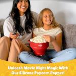 Silicone Microwave Popcorn Bowl with Handles - Red