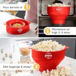 Silicone Microwave Popcorn Bowl with Handles - Red