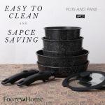 Black Nonstick Pots and Pans Set - 9 Pieces