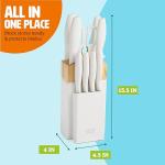 10-Piece Kitchen Knife Set with Block - White