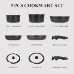 Black Nonstick Pots and Pans Set - 9 Pieces