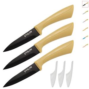 3-Piece Black Paring Knife Set with Sheath
