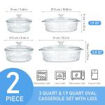 Glass Casserole Baking Dishes Set with Lids