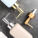 EMPO Electroplated Plastic Dispenser Pump Head, Double-Layer Round Head, Lotion Hand Sanitizer, Disinfectant Liquid Push-Type Kitchen Countertop Bathroom Sink ABS Pump Head (Silver)