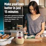 Butter Churn - Wooden Handle Shakes Stainless Steel Gear Manual Butter Maker, Butter Churner Hand Crank Mason Jar, Baking of Top Gadgets Butter Maker Cream Mixer (51oz)