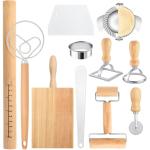Pasta Making Tools Set, 11 PCS Accessories included,Wooden Pasta Making Kit, for Ravioli, Pasta, Dumplings Lasagna, Pierogi,Cookies