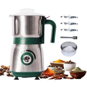 Electric Grinder for Kitchen - 500W Grain Mill with 3 Stainless Steel Blades, Versatile Spice Grinder for Coffee, Grinding Spices, Bean, Grains, Nuts (Green)