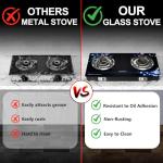 TopFleme 2 Burner Propane Stove 27,200 BTU High-Efficiency Tempered Glass Auto-Ignition Gas Burner Stove Top with CSA Hose for Outdoor RV Camping Emergency Cooking