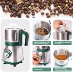 Electric Grinder for Kitchen - 500W Grain Mill with 3 Stainless Steel Blades, Versatile Spice Grinder for Coffee, Grinding Spices, Bean, Grains, Nuts (Green)