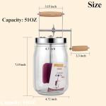 Butter Churn - Wooden Handle Shakes Stainless Steel Gear Manual Butter Maker, Butter Churner Hand Crank Mason Jar, Baking of Top Gadgets Butter Maker Cream Mixer (51oz)