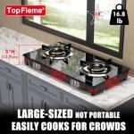 TopFleme 2 Burner Propane Stove 27,200 BTU High-Efficiency Tempered Glass Auto-Ignition Gas Burner Stove Top with CSA Hose for Outdoor RV Camping Emergency Cooking