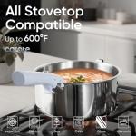 CAROTE Tri-Ply Stainless Steel Cookware Set with Stand-Up Lid, 11Pcs Pots and Pans Set Non Stick, Induction Kitchen Cooking Sets with Detachable Handle, Oven Safe to 600°F, Non Toxic Dishwasher