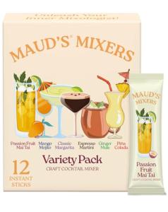 Maud's Mixers Variety Pack Cocktail Mix, 12 ct, Mocktail Non-Alcoholic Drinks - Made with Real Agave - Low Calorie, Low Sugar, Easy to Mix