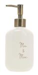 Pavilion Gift Company - Mr & Mrs - 13.5 oz 400 mL Square Decorative Refillable Countertop Sink Soap Lotion Sanitizer Pump Dispenser Kitchen Bathroom Marriage Wedding Bride Engagement Honeymoon Gift