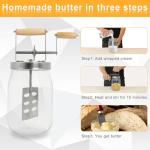 Wuden 1.5L Glass Butter Churner, Large 52-Fluid Ounce Capacity Butter Churner Hand Crank Jar, Butter Churns Makes