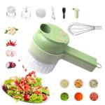 AXEDAES 4 in 1 Multi-Functional Portable Electric Vegetable Cutter Set, Wireless Vegetable Processor for Garlic, Peppers, Onions, Celery, Ginger, Meat, With Brush, Comes with Egg & Cream Beater.