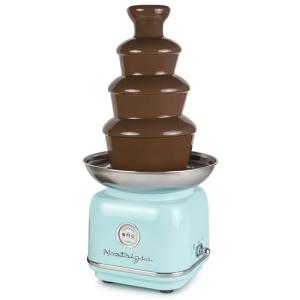 Nostalgia 4 Tier Electric Chocolate Fondue Fountain Machine for Parties - Melts Cheese, Queso, Candy, and Liqueur - Dip Strawberries, Apple Wedges, Vegetables, and More - 32-Ounce - Aqua