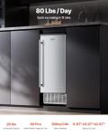 VEVOR Under Counter Ice Maker Machine, 80 Lbs/Day Stainless Steel Built-in Ice Maker with Drain Pump Reversible Door, 26lbs Storage Freestanding Ice Maker for Commercial Home Kitchen