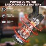 Electric Grill Brush, Cordless Electric BBQ Grill Cleaner with Powerful Motor, Rechargeable Grill Cleaning Brush for Burnt-On Grease & Grill Grates