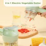 AXEDAES 4 in 1 Multi-Functional Portable Electric Vegetable Cutter Set, Wireless Vegetable Processor for Garlic, Peppers, Onions, Celery, Ginger, Meat, With Brush, Comes with Egg & Cream Beater.