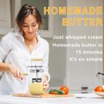 Wuden 1.5L Glass Butter Churner, Large 52-Fluid Ounce Capacity Butter Churner Hand Crank Jar, Butter Churns Makes