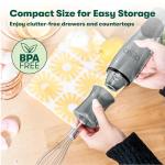 BELLA Immersion Hand Blender, Portable Mixer with Whisk Attachment - Electric Handheld Juicer, Shakes, Baby Food and Smoothie Maker, Stainless Steel, Grey