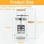 Wuden 1.5L Glass Butter Churner, Large 52-Fluid Ounce Capacity Butter Churner Hand Crank Jar, Butter Churns Makes