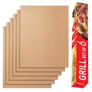 Renook Grill Mats for Outdoor Grill, Set of 6 Copper Grill Mat, Non-Stick and Reusable BBQ Copper Sheets for Gas Grilling Charcoal Electric Barbecue Cooking Accessories, PFOA Free, 15.75 X 13in
