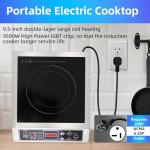 AiedCom Induction Cooker,3500W High Power Commercial Induction Cooker, 9.5-Inch Enlarged Double-Layer Heating Plate, 8-Speed Power Adjustment, Brushed Stainless Steel Process, Waterproof, Leak-Proof