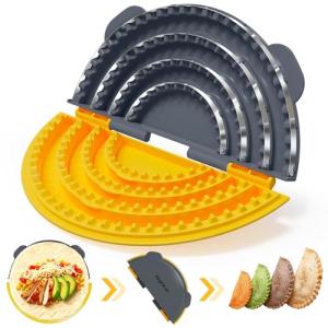 Updated 4-in-1 Tortilla Sealer Crimper, Adjustable 4"+6"+8"+10" Tortilla Press Quesadilla Sealer, Double Leak-Proof Design for Perfect Sealed Burritos, Tacos and Creative DIY Cooking, Dishwasher Safe