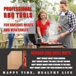 Renook Grill Mats for Outdoor Grill, Set of 6 Copper Grill Mat, Non-Stick and Reusable BBQ Copper Sheets for Gas Grilling Charcoal Electric Barbecue Cooking Accessories, PFOA Free, 15.75 X 13in