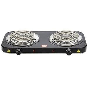 Compact and Portable Countertop Burner- Countertop Double Coiled Burner 2000 Watts Electric Hot Plate Temperature Controls Black