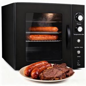 CLIVIA Indoor Pellet Smoker, Electric Vertical Smart Smoker, Countertop 2 Layers BBQ Grill 10L Smoker Oven for Meat, Sausage, Jerky, Beef, Adjustable 86-230°F