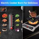 AiedCom Induction Cooker,3500W High Power Commercial Induction Cooker, 9.5-Inch Enlarged Double-Layer Heating Plate, 8-Speed Power Adjustment, Brushed Stainless Steel Process, Waterproof, Leak-Proof