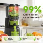 Cold Press Juicer, Juicer Machines with 5.3" Wide Feed Chute, Slow Masticating Juicer for High Yield with Whole Fruits and Vegetables（Gray)