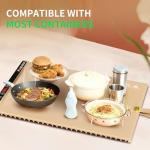 Heapsion Food Warming Mat, Electric Plate with 6 Level Temp 5 Hour Timer, 24x15'' Roll-Up Portable Warming Tray for Dinner Parties, Gatherings, and Holidays (Beige)