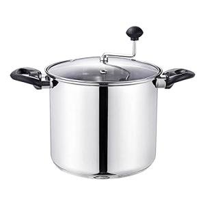 Lehman's Manual Stovetop Popcorn Popper, Stainless Steel Popcorn Maker with Stirring Rod, No Measuring Needed, Doubles as Cooking Pot