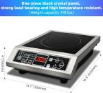AiedCom Induction Cooker,3500W High Power Commercial Induction Cooker, 9.5-Inch Enlarged Double-Layer Heating Plate, 8-Speed Power Adjustment, Brushed Stainless Steel Process, Waterproof, Leak-Proof