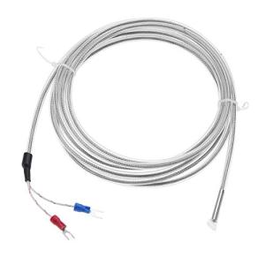 K Type Thermocouple Temperature Sensor Probe High Temperature Two Wire with PTFE Cable for Industrial HVAC Food Processing 3D Printer