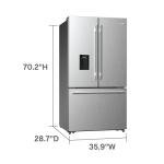 DUURA Elite DE210FDBMDSS Refrigerator Built in with French Doors Adjustable Glass Shelves Dual Drawer Bottom Freezer with Ice Maker, LED Interior Light and Stainless Steel Exterior, 36-Inch, Metallic