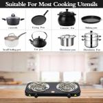 Compact and Portable Countertop Burner- Countertop Double Coiled Burner 2000 Watts Electric Hot Plate Temperature Controls Black